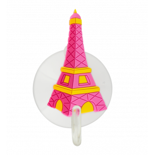 Crochet ventouse - Ani-holder Tour Eiffel Rose