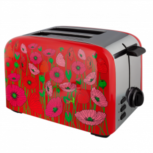 Toaster with European plug - Toast'in Coquelicots
