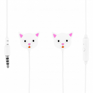 Earphones with integrated microphone - Swing White cat