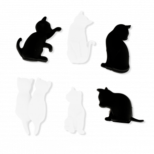 Set of 6 glass markers - Happy Markers Chat noir et blanc