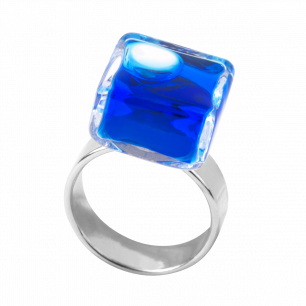 Glass ring - Carré Nano Transparent Dark Blue