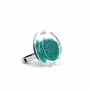 Glass ring - Cachou Nano Billes Turquoise