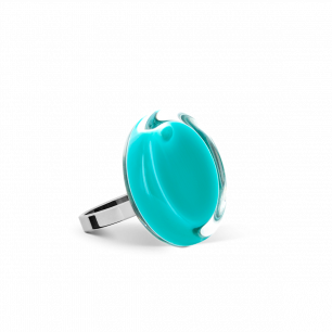 Bague en verre soufflée - Cachou Nano Milk Turquoise