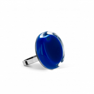 Bague en verre soufflée - Cachou Nano Milk Bleu Foncé