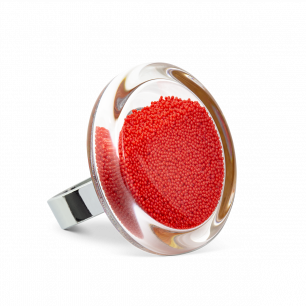 Glass ring - Cachou Medium Billes Red