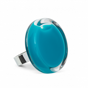 Glass ring - Cachou Medium Milk Turquoise