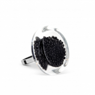 Glass ring - Cachou Mini Billes Black