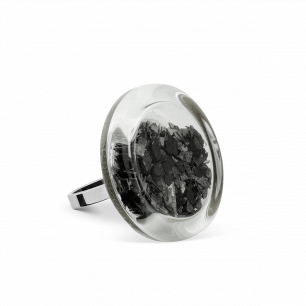 Bague en verre soufflée - Cachou Mini Paillettes Noir
