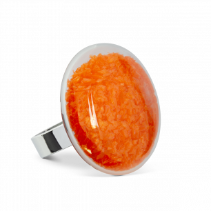 Glass ring - Galet Medium Paillettes Colors Orange