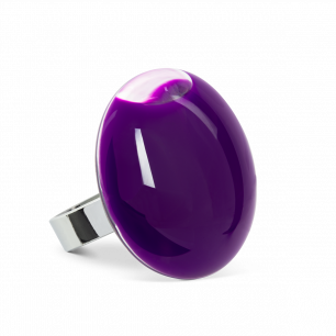 Glass ring - Galet Medium Milk Dark purple