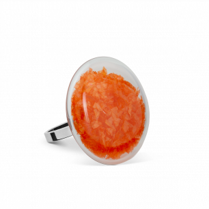 Glass ring - Galet Mini Paillettes Colors Orange