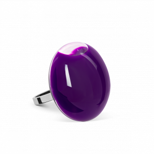 Glass ring - Galet Mini Milk Dark purple