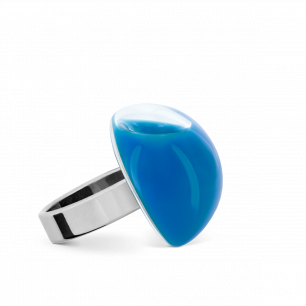 Anello in vetro - Dome Mini Milk Blu reale