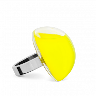 Glass ring - Dome Medium Milk Yellow