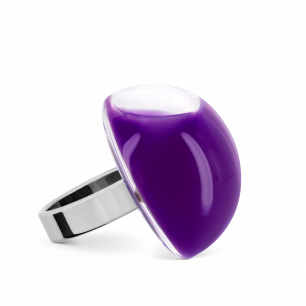 Glass ring - Dome Medium Milk Dark purple