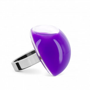 Glass ring - Dome Medium Milk Purple