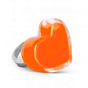 Glass ring - Coeur Medium Milk Orange