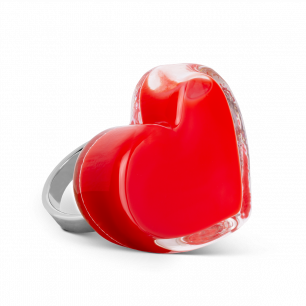 Glass ring - Coeur Medium Milk Light red