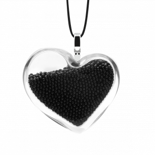 Necklace - Coeur Medium Billes Black