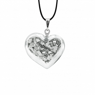 Necklace - Coeur nano paillettes Silver