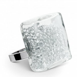 Glass ring - Carré Giga Billes Crystal