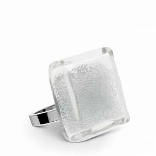 Glass ring - Carré Medium Billes Crystal
