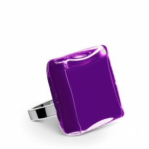 Glass ring - Carré Medium Milk Dark purple