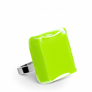 Glass ring - Carré Medium Milk Light Green