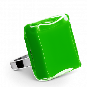 Glass ring - Carré Giga Milk Dark green