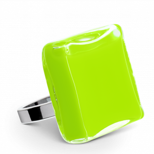 Glass ring - Carré Giga Milk Light Green