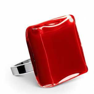 Glass ring - Carré Giga Milk Dark red