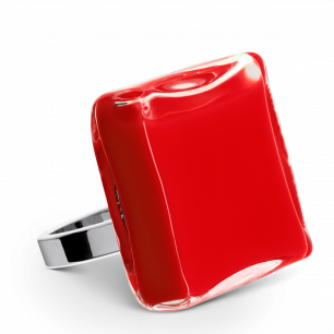 Glass ring - Carré Giga Milk Light red