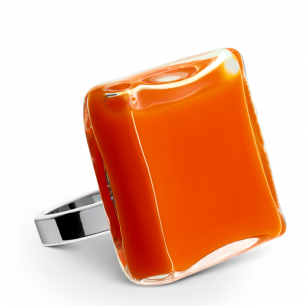 Glass ring - Carré Giga Milk Orange
