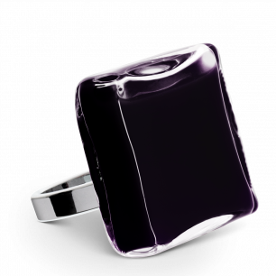 Glass ring - Carré Giga Milk Black