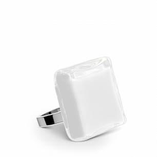 Glass ring - Carré Mini Milk White