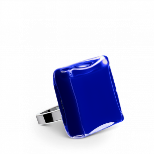 Anello in vetro - Carré Mini Milk Blu scuro