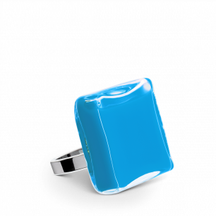 Glass ring - Carré Mini Milk Royal blue