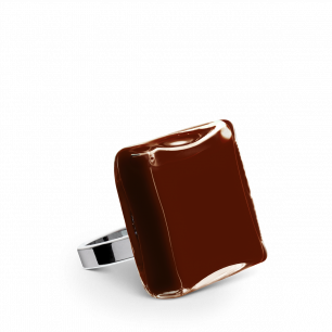 Bague en verre soufflée - Carré Mini Milk Chocolat