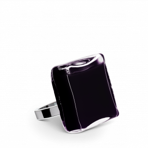 Glass ring - Carré Mini Milk Black