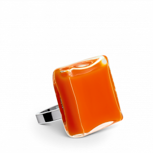 Bague en verre soufflée - Carré Mini Milk Orange