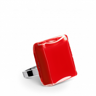 Glass ring - Carré Mini Milk Dark red