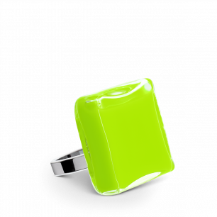 Glass ring - Carré Mini Milk Light Green