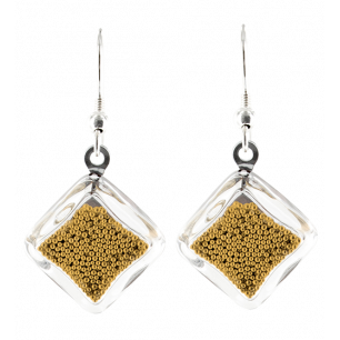 Hook earrings - Carré Billes Gold