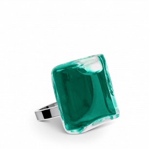 Glass ring - Carré Mini Transparent Dark green