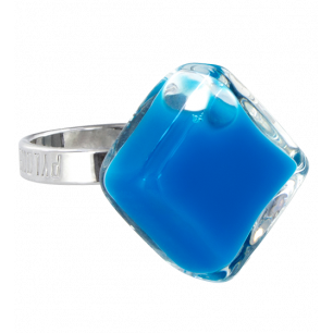 Anello in vetro - Losange Nano Milk Blu reale