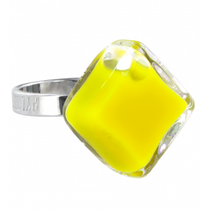 Glass ring - Losange Nano Milk Yellow