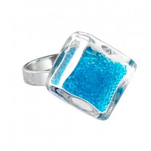 Anello in vetro - Losange Nano Billes Blu reale