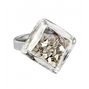 Glass ring - Losange Nano Paillettes Silver