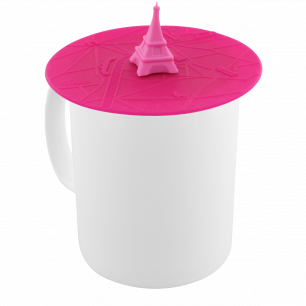 Lid for mug - Bienauchaud 10 cm Eiffel Tower Pink