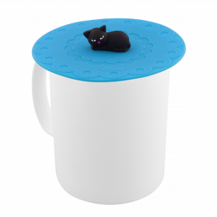 Couvercle silicone pour mug - Bienauchaud 10 cm Black cat Sleepy